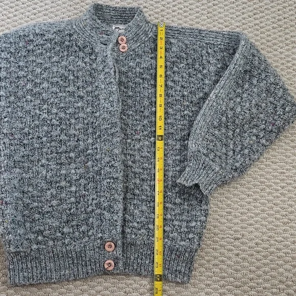 Vintage Marella Grey Knit Popcorn Cardigan Size Medium - Picture 5 of 8